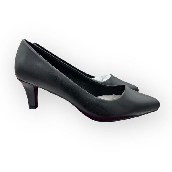NWT Easy Street Womens Pointed Toe Pointe Heeled Slip-on Pumps Black Size 9.5 - Picture 2 of 9